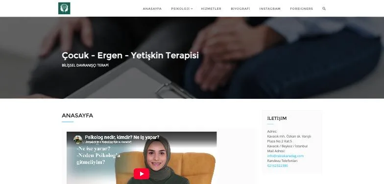 Psikolog Rabia Karadağ web sitesi ekran görüntüsü