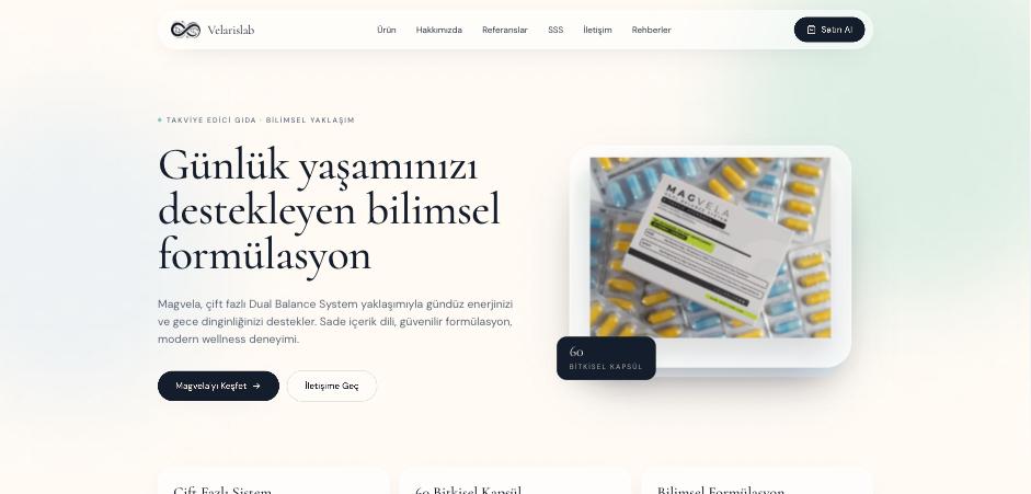 Velaris Lab web sitesi ekran görüntüsü